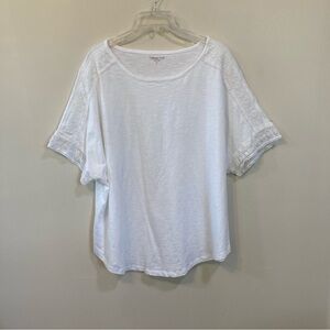 Coldwater Creek White Short Sleeve Top Sz 2X Womens 100% Cotton Lace